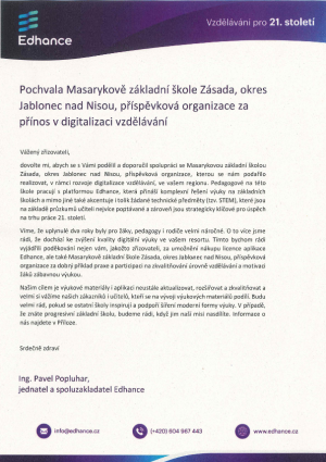Pochvala Masarykově základní škole Zásada 1